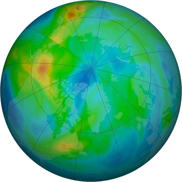Arctic ozone map for 12 November 2013